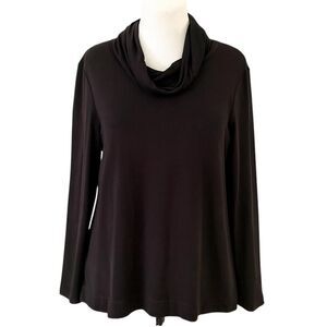 Flax In-Motion Pullover Womens Small Black Cowl Neck Long Sleeve Stretch Top USA